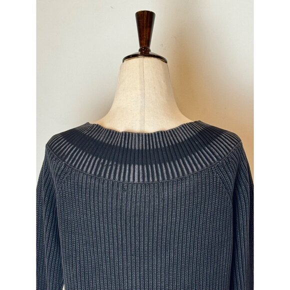 Rag & Bone Sweater Women Small Black Gray Ribbed Knit Off The Shoulder Dawn - Picture 9 of 12